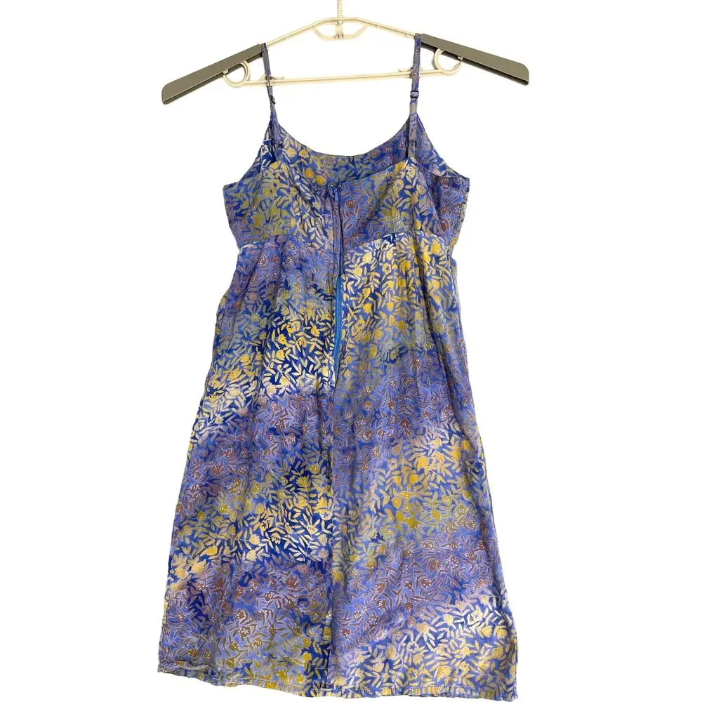 Handmade Babydoll Dress Blue Tan Brown Size L Sleeveless Y2K Fairy HOCO Prom